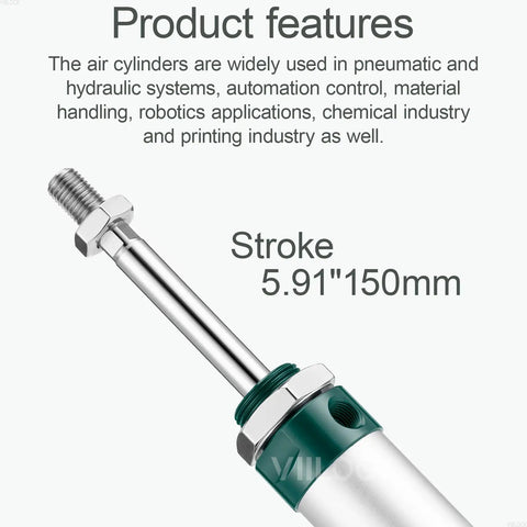 Premium Pneumatic Air Cylinder 25mm Bore 150mm Stroke Double Acting Single Rod Aluminum Alloy Mini Cylinder MAL 25 X 150