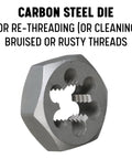 Six Piece NPT Pipe Die Set For Rethreading In Carbon Steel Hex Dies 1/8 To 1 Inch Right Hand Cut Dress Rusty Threads No Special Holder Needed Pro Grade Includes Sturdy Wooden Case.