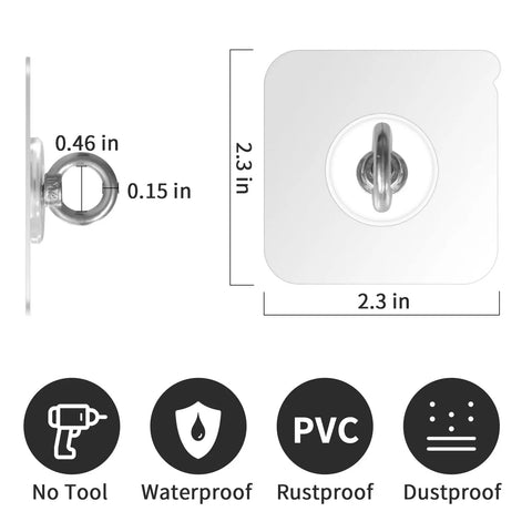 Heavy Duty Ceiling Hooks Waterproof Stainless Steel No Nail Needed Adhesive Hooks 4 Pack For Indoor Outdoor Use Hang Plants Wind Chimes Hangers And Home Decor With Easy Stick On Mount