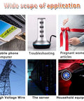Image showing varied applications including mobile phone, high voltage wire, server, showcasing EMF Meter For Ghost Hunting Handheld Radiation Detector For EF RF MF Readings Home And Office EMF Inspection Compact Black Detector That Pinpoints High Emission Appliances And Electronics For Safer Living's wide scope of application.