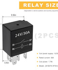 Premium 5 Pin 30A 24V Starter Relay Set showing black relay with metal prongs and labeling for vehicle electrical systems.