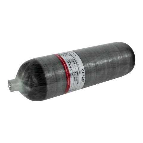 High Pressure 4500 PSI Air Tank For PCP Airguns With 4.7 Liter Capacity, carbon fiber design with visible label and threaded end