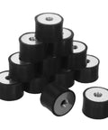 12 Piece Set Anti Vibration Rubber Shock Absorber Mounts With Double Threaded Zinc Studs Cylindrical Noise Reduction Pads, stacked view