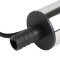 Close-up of the outlet fitting on the Jiawu 24V DC Submersible Pump For Fuel Transfer 30 Liters Per Minute Stainless Steel Build.