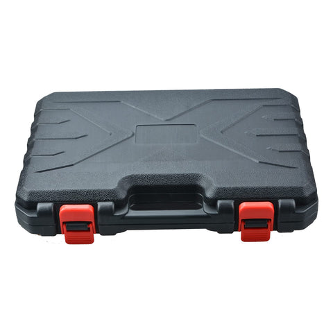 Black carrying case for Hydraulic AC Hose Crimper Kit With 7 Die Set Manual Handheld Tool For Auto AC Line Repair Includes 6 8 10 12 Size Dies And Reduced Barrier Hose Dies For Secure AC Hose Connections