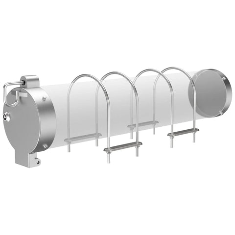 6 Inch PVC Conduit Carrier Kit With Heavy Duty Locking in side view showing corrosion-resistant silver finish and locking mechanism.