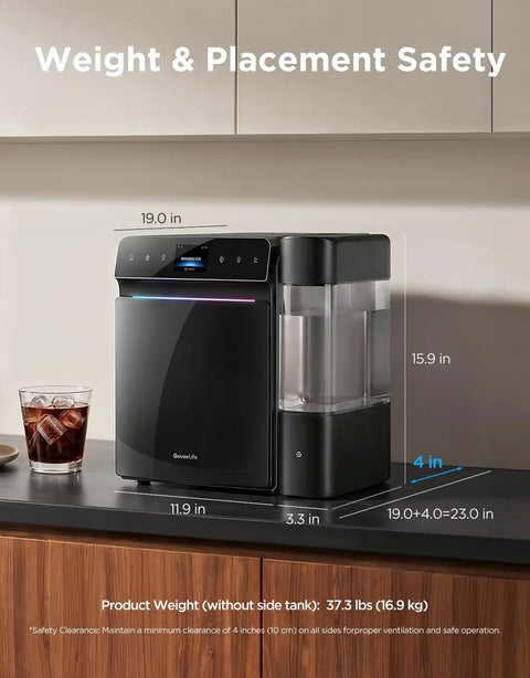 Real Talk Smart Countertop Ice Maker Cranks Out Fresh Ice In Three Minutes, compact design for easy kitchen placement.
