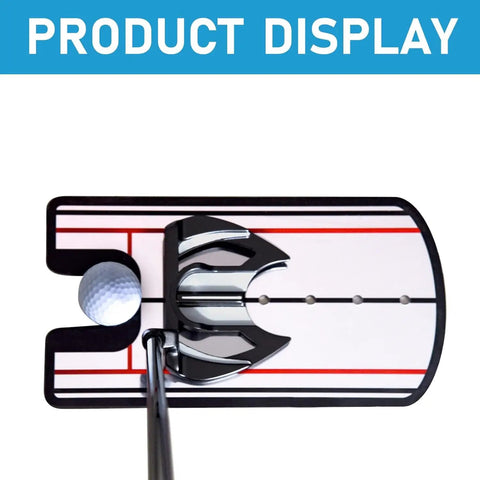 Portable Golf Putting Alignment Mirror With Automatic Ball Return Cup showing putter and golf ball alignment on 12x6 inch mirror