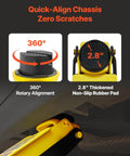 VEVOR 2.5-Ton low-profile steel racing floor jack; yellow with 360-degree rotary alignment and 2.8-inch pad.