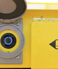 Close-up of L6-30 locking receptacle on Pro Grade Job Site Power Distribution Workhorse with durable exterior.