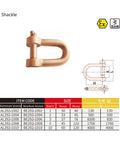 Non Sparking Shackle With Beryllium Copper For Spark Free Safety Lifting Gear Meets DIN Standard BAM And FM Certificate 10 By 60 By 120 mm Non Magnetic 30 To 40 HRC Hardness shown with measurements and specifications.
