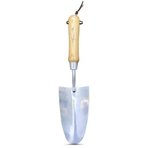 Eco Garden Trowel With Ergonomic Wood Handle 100 Percent Recycled Stainless Steel Blade Rust Resistant FSC Certified Wood