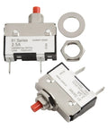 Straight Up No Sweat Push Button Circuit Breaker Switch 2.5A To 5A with copper contacts and tactile reset button.