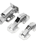 90 Degree Soft Close Cabinet Hinges Surface Mount Frameless Concealed Cupboard Door Hardware shown in metallic finish
