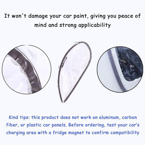 Premium EV Charger Port Cover For BMW 330e And BMW 330e Touring, close-up view showing strong magnetic edge and glossy PVC material.