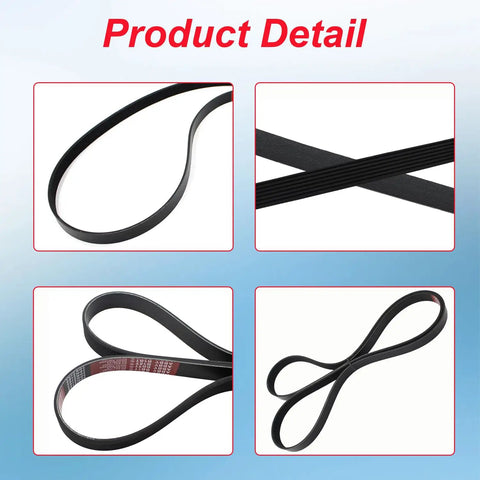 Heavy Duty L4 Engine Serpentine Drive Belt For 2006 2011 Honda Civic 1.8 Liter detailed view of belt shape and ribs