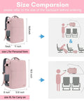Size comparison of pink Women Travel Backpack Carry On With Shoe Compartment And Water Bottle Pocket, TSA 15.6 Inch Laptop, Flight Approved