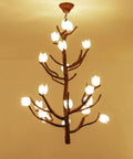 Top Shelf Chinese Magnolia Branch Chandelier, Killer Pendant Light Featuring Smooth Anti Corrosion Finish, Hella Bright Statement Ceiling Fixture For Restaurant Kitchen Island And Cozy Home Decor showing a modern floral design with white lights.