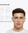 Boss Level Anti Fog Safety Glasses 10 Pack Impact Resistant Over Frames worn by a man showing fit for different face shapes.