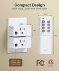 Remote Control Outlet Kit With 200-Ft Long-Range Wireless Light Switch showing compact design and dimensions