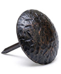 Premium Leather Upholstery Nails With Badass Antique Copper Shine 3/4 Inch Steel Tack Heads For Chair Reupholstering And Home Makeovers close-up of decorative nail