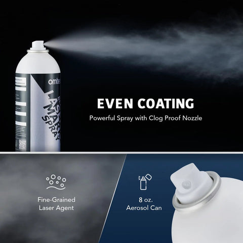 Premium Laser Marking Spray For Co2 And Fiber Engravers with powerful clog-proof nozzle in an 8 oz aerosol can.