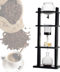 Top Tier Cold Brew Coffee Tower With Adjustable Dripper And Ice Water Reservoir Makes Dope Slow Drip Extraction For Smooth Rich Morning Java You Will Actually Enjoy At Home, featuring glass and wood construction.