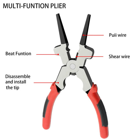 Workhorse Eight Inch MIG Welding Pliers With Insulated Handles for welding, wire cutting, splatter removal, nozzle tip install.