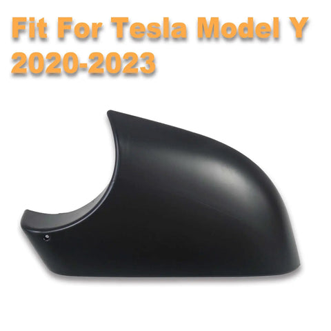 Slick Left Side Rearview Mirror Cover Cap Rugged Abs Build Nail Perfect Fit For Tesla Model Y 2020 2021 2022 2023 showing black ABS replacement.