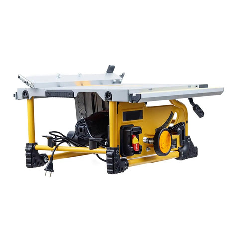 Shop Ready 8 Inch Sliding Table Saw Featuring A Heavy Duty 1500 Watt Motor And Razor Sharp 80 Tooth Circular Blade Dust Free Desktop Woodworking Rig For Clean Cuts Pro Pipe Rack Stand Quick Build Rock Solid Workshop Gear, showing side view with compact design.