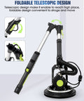 Foldable telescopic design of Powerful 7.2 Amp Drywall Sander With Vacuum Dust Collection LED Light 6 Speed Digital Display 900-1800 RPM