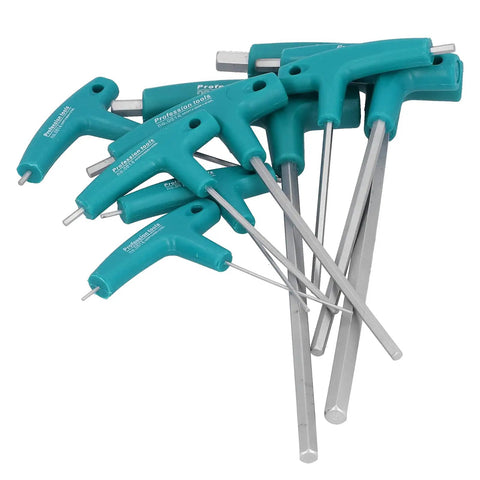 Top Tier 9Pcs T Handle Wrench Sets Featuring Long Arm Hex Key Tools With Storage Rack And Double Tips For Hardcore Home Repair And Mechanics Who Need Steel Screw Tightening Gear That Never Fails, 9-piece T-handle hex key set