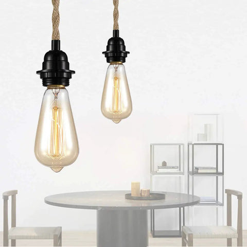 15 Foot Pendant Light Kit With Switch Vintage Rope Pendant Lamp With Plug In Cord Twisted Hemp Rope E26 Socket Diy Light Fixture
