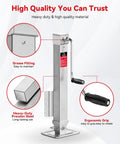 FZZD 8000-lb heavy-duty trailer jack, side view; steel frame with crank handle and 28.6-inch lift
