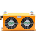 Hydraulic Air Cooler Plate Heat Exchanger For Oil Tank Cooling 24V Oil Radiator with dual fans frontal view