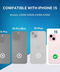 Compatible iPhone 15 models displayed, showing Pro, Pro Max, Plus with check mark for the Proximity Sensor Earpiece Flex Cable Replacement