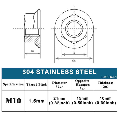 Top Tier 4 Pack Left Hand Serrated Flange Nut Set M10X1.5MM Hex Lock Nuts Woven From Grit Proof 304 Stainless Steel For Shed Hustling And No Sweat Weekend Mechanic Repairs Upgrades