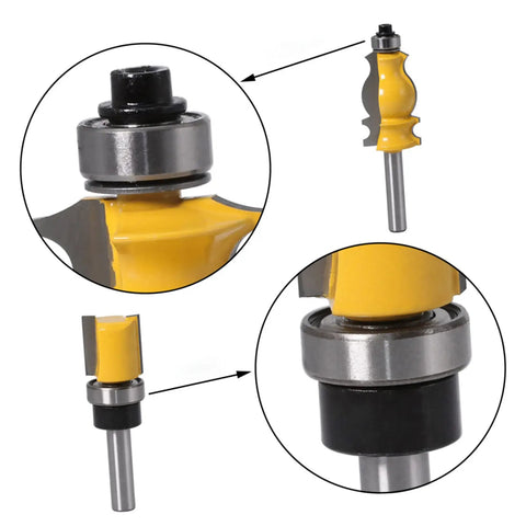 12 Piece Router Bit Bearing Set With Top Mounted Ball Bearings Guide Screws And Wrench For Woodworking Router Bits Repair