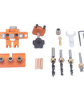 Three In One Doweling Jig Kit with Self Centering Drill Guide and Extra Drilling Sleeve Pro Grade Woodworking Set.