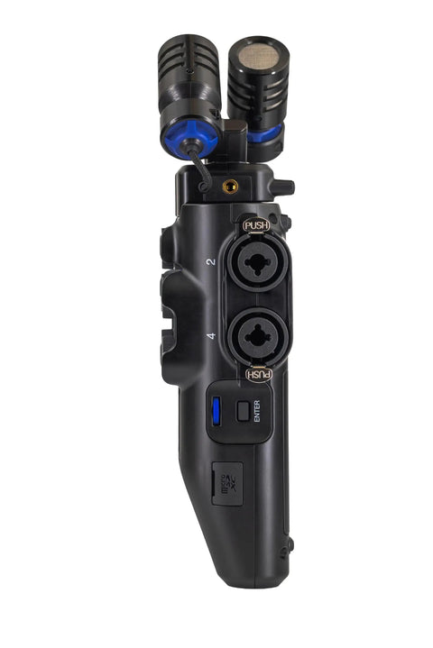 Side view of Gig Ready Studio Recorder For Musicians Filmmakers And Podcasters With 32 Bit Float Six Track Recording and inputs.