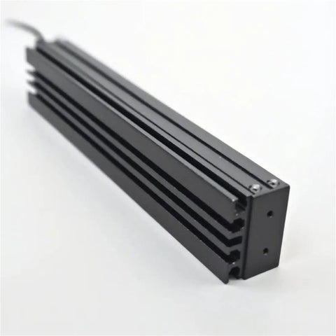 Compact 30mm By 400mm Blue Led Strip Light For Machine Vision And Industrial Automation Heavy Duty Inspection Illumination, black aluminum housing.