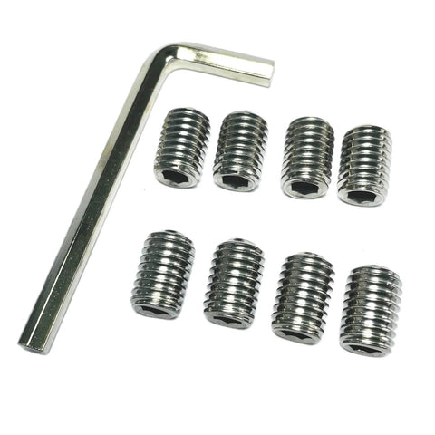 Eight Piece 1/2-13 by 3/4 Inch Hex Socket Set Screws 304 Stainless Steel Allen Head Grub Screws with 1/4 Inch Allen Wrench