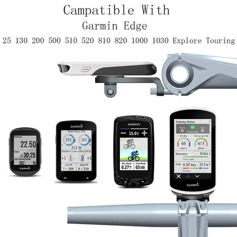 Out Front Bike Handlebar Mount For NiteRider Adapters And Garmin Edge Computers Extended Front Mount display with various Garmin Edge models