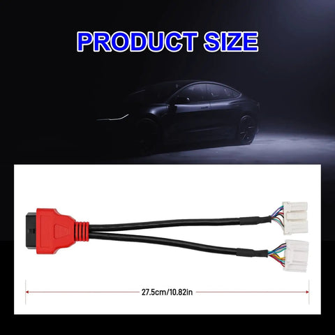 Tesla Diagnostic Cable Set for Model S Y 3 X Garage Must Have 27.5cm long with red connector and black wiring for easy diagnostics.
