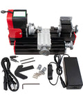 HUSHHAAMPP 12V Mini Lathe Machine High Speed Motor Turning Tool For Wood Plastic Soft Metal DIY Hobby Project 20M RPM Bench Top Craft Gear with accessories.