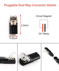 Diagram and images of 12 Pack 2 Pin 2 Way No Wire Stripping Toolless Quick Splice Wire Connectors For AWG 20-24, compact design