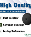 Matte Black Single Hole Bathtub Drain Overflow Plate With Solid Zinc Body And Matching Mounting Screws For A Sleek Look And Zero Drama Fast Install, displayed with quality highlights.