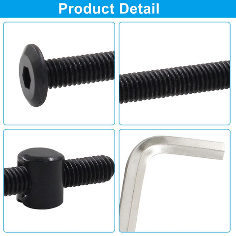 12 Pcs M6 x 55mm Hex Socket Head Screws and Barrel Nuts Hardware Kit for Bunk Beds and Furniture Replacement Bolts Cribs Daybeds Chairs and Desks with Wrench Durable Carbon Steel detail view