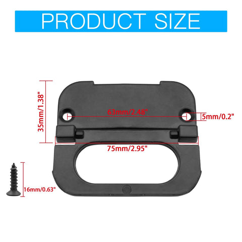 Black flush ring pull handle with product dimensions, showing a 3 inch design; aluminum alloy, includes one of four screws.