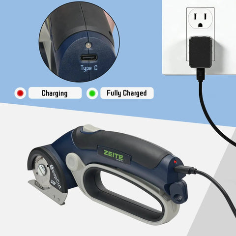 Zeite Deepcut 3/8" Cordless Electric Cardboard Cutter With Led Light And Rechargeable Power, charging indicator and USB-C port shown.